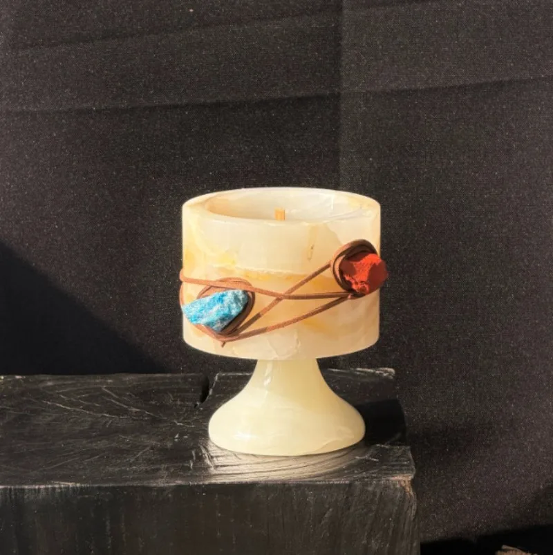 Vintage Collectible Marbles - Photophore en jade ambre nordique, style