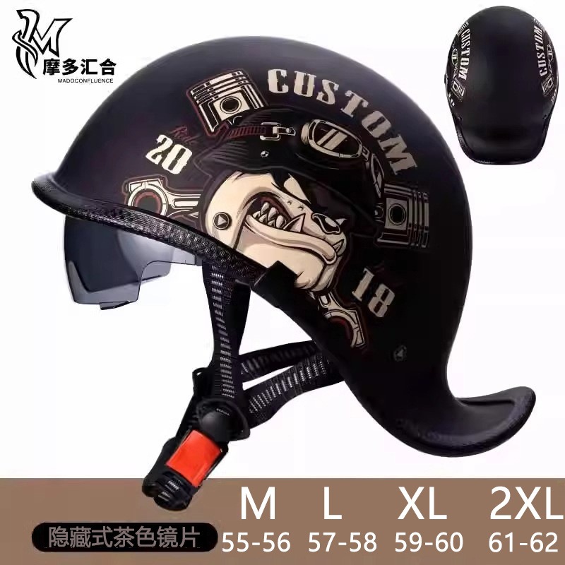 Lens Cap Vintage - Casques de moto rétro pour hommes,