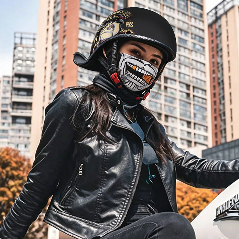 Lens Cap Vintage - Casques de moto rétro pour hommes,