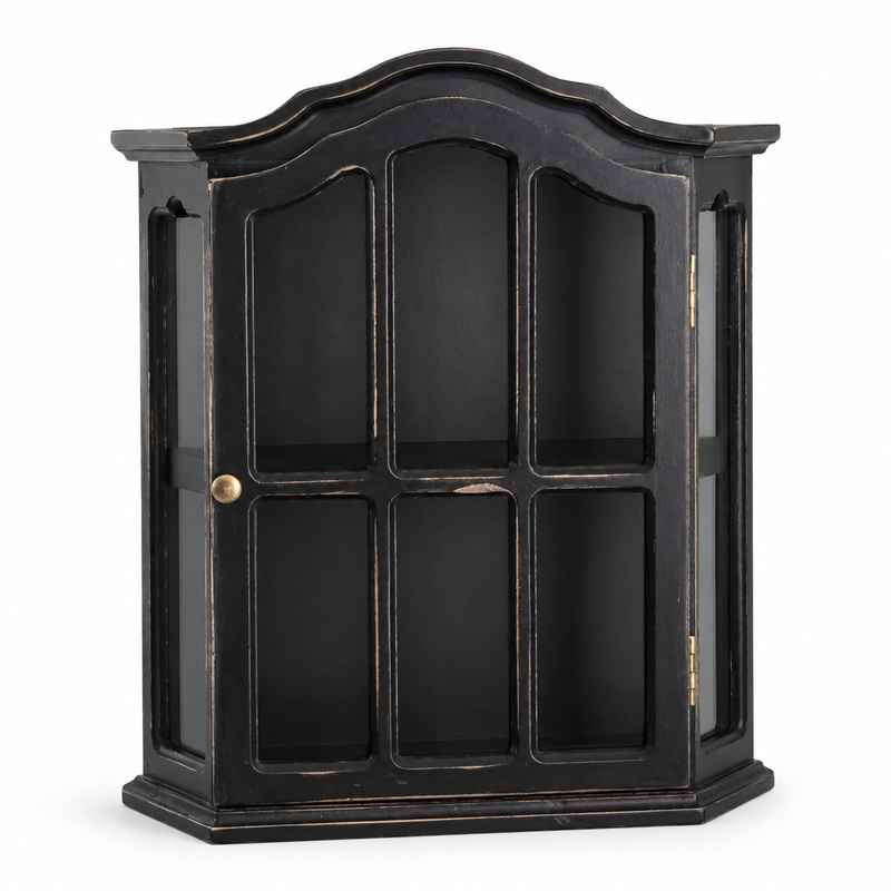 Vintage Collectible Furniture - Armoire murale vintage en bois vieilli